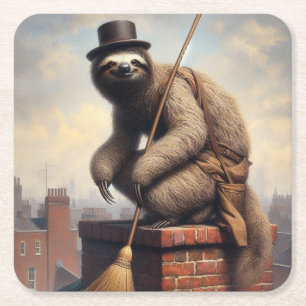 Dessous-de-verre Carré En Papier Sloth Chimney Sweep