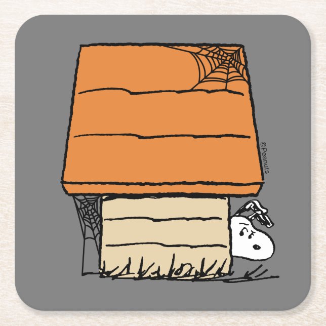 Dessous-de-verre Carré En Papier Snoopy Halloween Spider Web Doghouse (Devant)