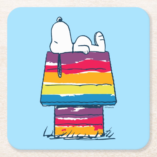Dessous-de-verre Carré En Papier Snoopy | Rainbow Dog House (Devant)
