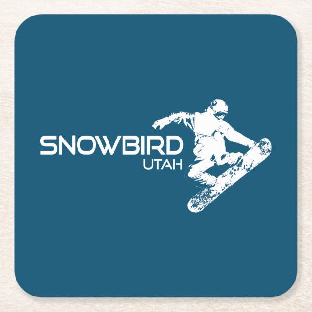 Dessous-de-verre Carré En Papier Snowbird Utah Snowboardeur (Devant)