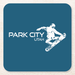 Dessous-de-verre Carré En Papier Snowboardeur Park City Utah