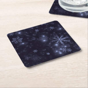 Dessous-de-verre Carré En Papier Snowflakes blanc Midnight Blue Paper Dessous de ve
