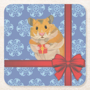 Dessous-de-verre Carré En Papier Snowflakes Christmas Hamster
