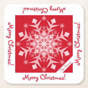 Dessous-de-verre Carré En Papier Snowflakes Snoft Red Holiday Boisson Disposable