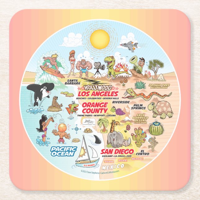 Dessous-de-verre Carré En Papier SoCal (Devant)