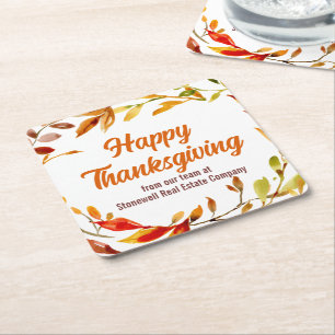 Dessous-de-verre Carré En Papier Société de feuilles d'automne de Thanksgiving pers