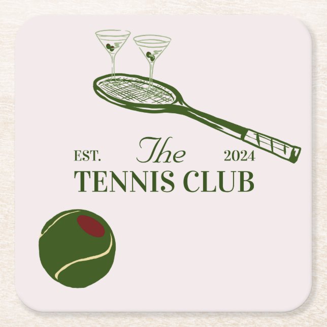 Dessous-de-verre Carré En Papier soirée à thème club de tennis (Devant)