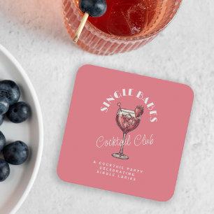 Dessous-de-verre Carré En Papier Soirée entre filles en rose pour célibataires