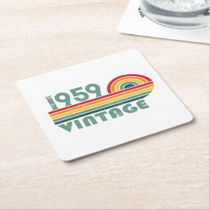Dessous-de-verre Carré En Papier Soirée personnalisée vintage de 65e anniversaire