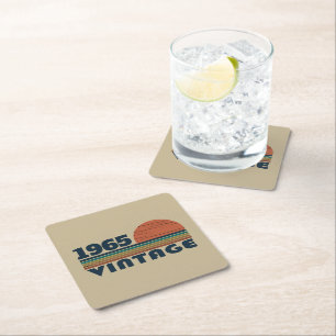 Dessous-de-verre Carré En Papier Soixante vintage 60e anniversaire personnalisée