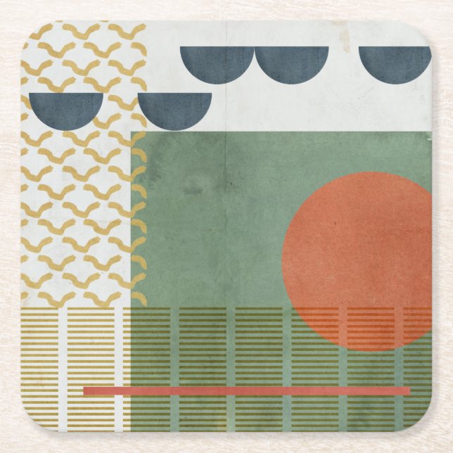 Dessous-de-verre Carré En Papier Soleil Rouge III (Devant)