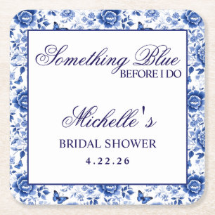 Dessous-de-verre Carré En Papier Something Blue Before I Do Floral Baby Shower n'es