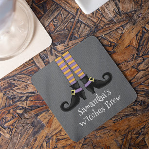 Dessous-de-verre Carré En Papier Sorcière Halloween Cute Custom Party