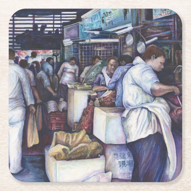 Dessous-de-verre Carré En Papier Soupe à la tête de poisson, Singapour (Devant)