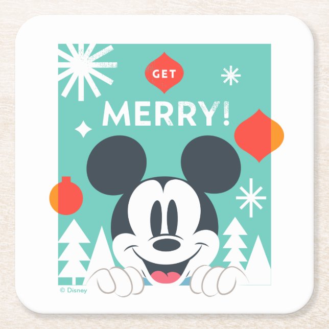 Dessous-de-verre Carré En Papier Souris Mickey| Obtenez Joyeux! (Devant)