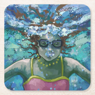 Dessous-de-verre Carré En Papier Sous la nage aquatique