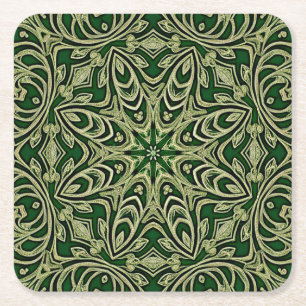 Dessous-de-verre Carré En Papier Sous-tasse en papier décoratif vert or