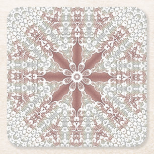 Dessous-de-verre Carré En Papier Sous-tasse en papier floral en dentelle blanche él