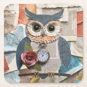 Dessous-de-verre Carré En Papier Sous-tasse en papier Hibou