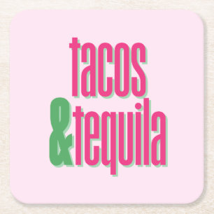 Dessous-de-verre Carré En Papier Sous-tasses pour fête Tacos & Tequila