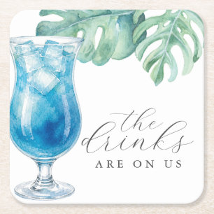 Dessous-de-verre Carré En Papier Sous-verres Boissons Tropicales Offertes