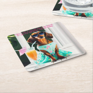 Dessous-de-verre Carré En Papier Sous-verres de boisson pour fête de Dachshund Sout