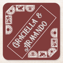 Sous-verres de mariage en papier minimaliste Bourg