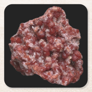 Dessous-de-verre Carré En Papier Spécimen géologique de calcite et de grenat Andrad
