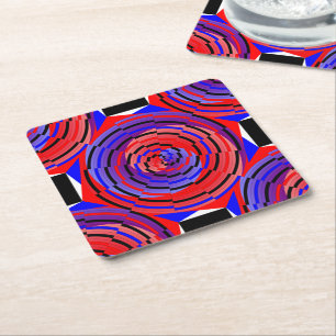 Dessous-de-verre Carré En Papier Spirale contre le rouge et le bleu par Kenneth Yon
