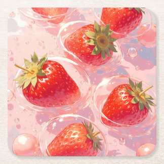 Dessous-de-verre Carré En Papier Splash fraise