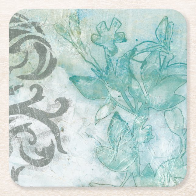 Dessous-de-verre Carré En Papier Spray de fleurs II (Devant)