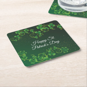 Dessous-de-verre Carré En Papier St. Patrick's Day Green Vine Shamrock Irish Party