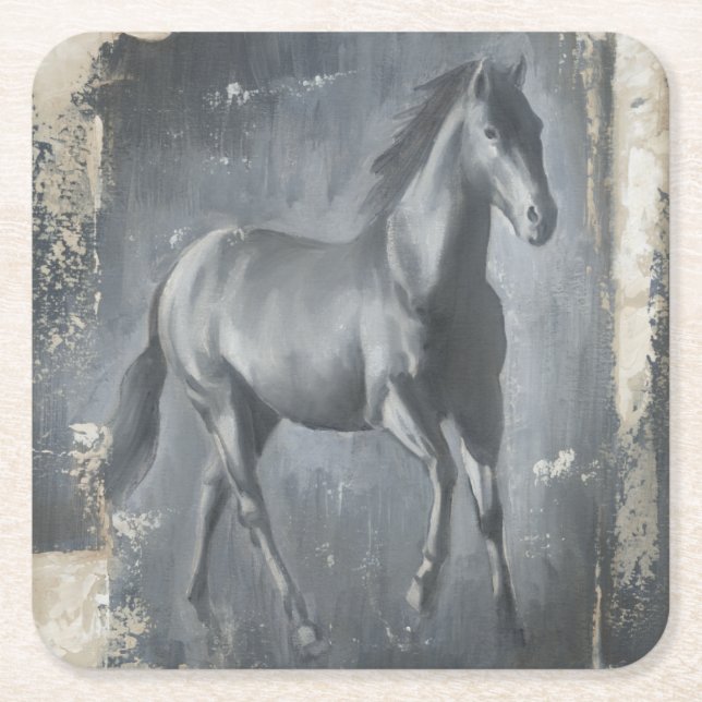 Dessous-de-verre Carré En Papier Stallion noir (Devant)