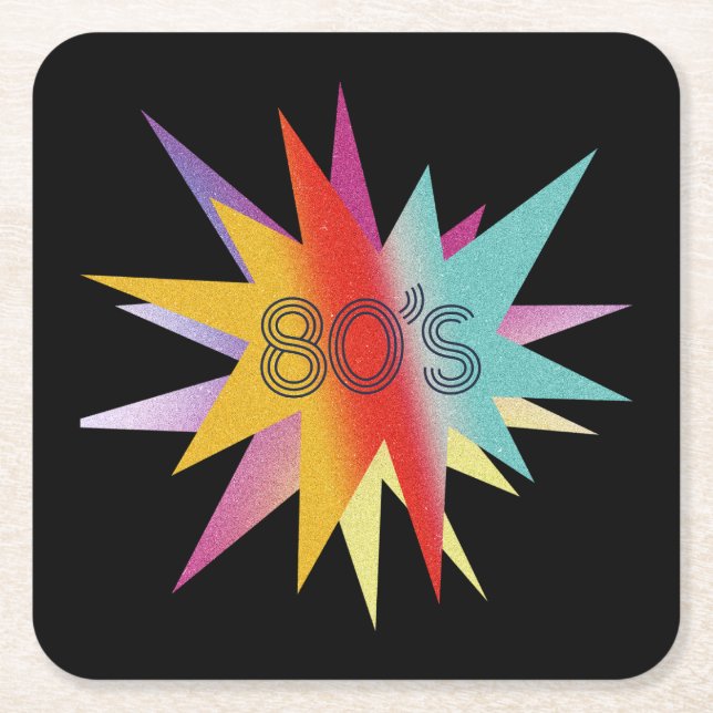 Dessous-de-verre Carré En Papier Starburst des années 80 (Devant)