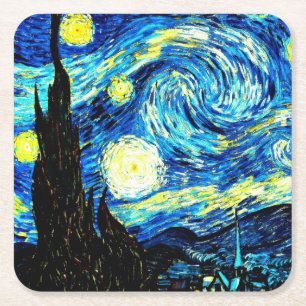 Dessous-de-verre Carré En Papier Starry Night, célèbre tableau de Vincent van Gog