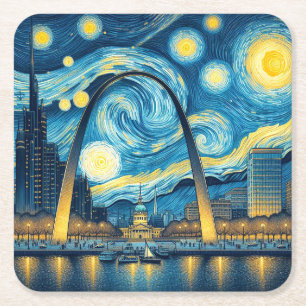 Dessous-de-verre Carré En Papier Starry Night St. Louis Missouri