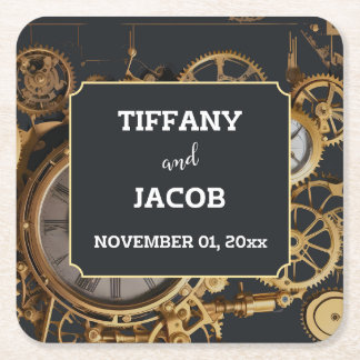 Dessous-de-verre Carré En Papier Steampunk Extravaganza Vintage Clockwork Mariage