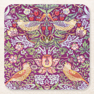 Dessous-de-verre Carré En Papier Strawberry Thief Red, William Morris