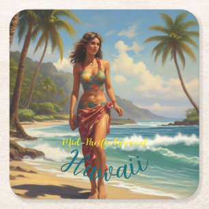 Dessous-de-verre Carré En Papier Style vintage Hawaiian Travel Honolulu Mid-Pacific