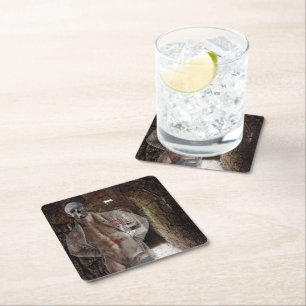Dessous-de-verre Carré En Papier Stylo à fantôme musclé de Slippery Joe