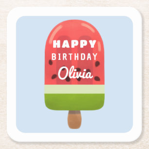 Dessous-de-verre Carré En Papier Sucette au melon mignonne Joyeux Anniversaire