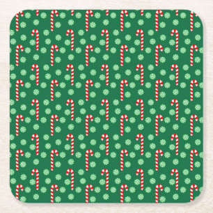 Dessous-de-verre Carré En Papier Sucres de canne verts rouges de Noël