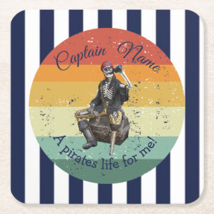 Dessous-de-verre Carré En Papier Sunset Rum Skeleton Party Pirate
