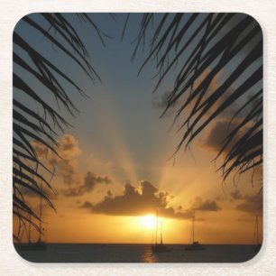 Dessous-de-verre Carré En Papier Sunset Through Palm Fronds