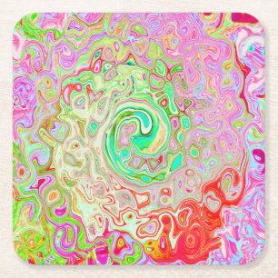 Dessous-de-verre Carré En Papier Super Abstrait Retro Pastel Green Liquid Swirl