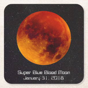 Dessous-de-verre Carré En Papier Super Blue Blood Moon 2018