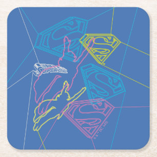 Dessous-de-verre Carré En Papier Supergirl et logo en couleurs