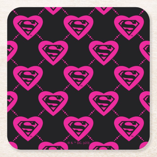 Dessous-de-verre Carré En Papier Supergirl Hearts Motif diagonal (Devant)