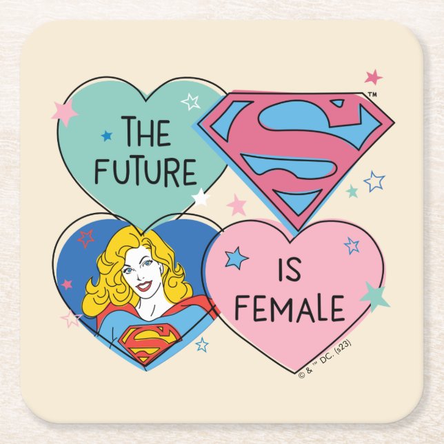 Dessous-de-verre Carré En Papier Supergirl "L'avenir est féminin" (Devant)