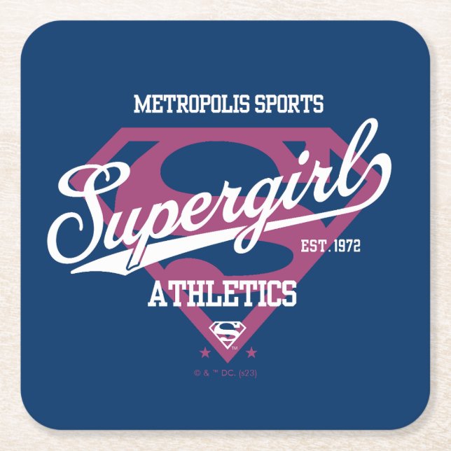 Dessous-de-verre Carré En Papier Supergirl Metropolis Sports Athlétisme Graphique (Devant)